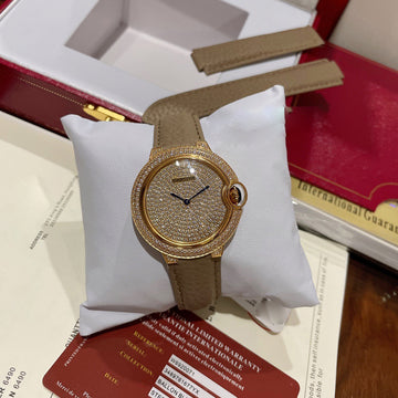 Grey Lychee Grain Leather Women's Watch 36MM