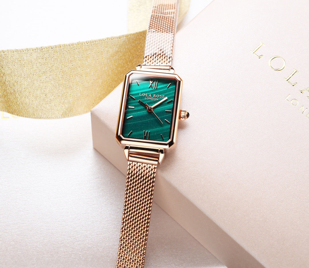 Model: LR2136/4122 British Fashion Waterproof Quartz Ladies Watch, Square Small Green Dial