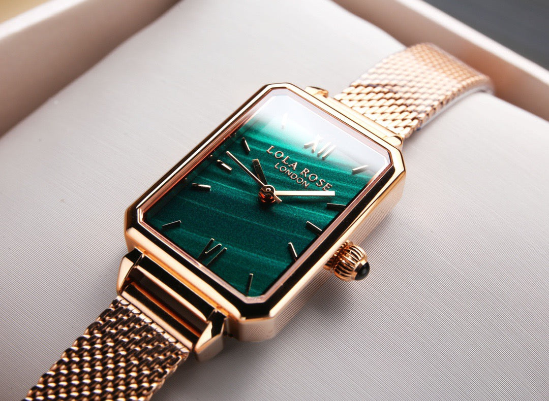 Model: LR2136/4122 British Fashion Waterproof Quartz Ladies Watch, Square Small Green Dial