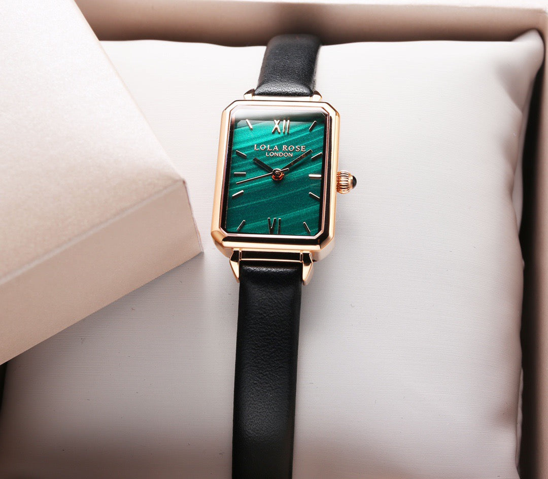 Model: LR2136/4122 British Fashion Waterproof Quartz Ladies Watch, Square Small Green Dial